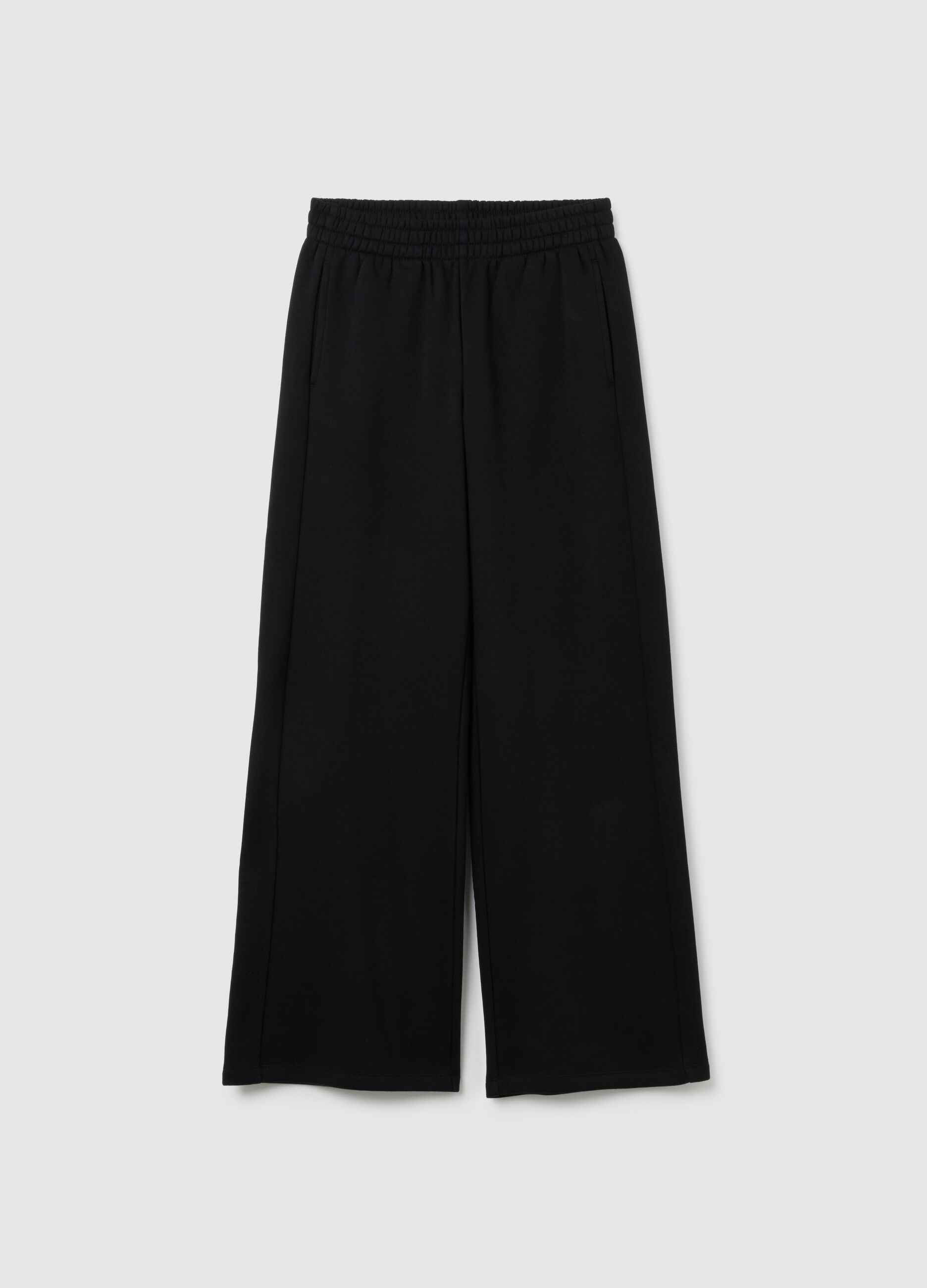 Black Relaxed Fit Cotton Blend Trousers