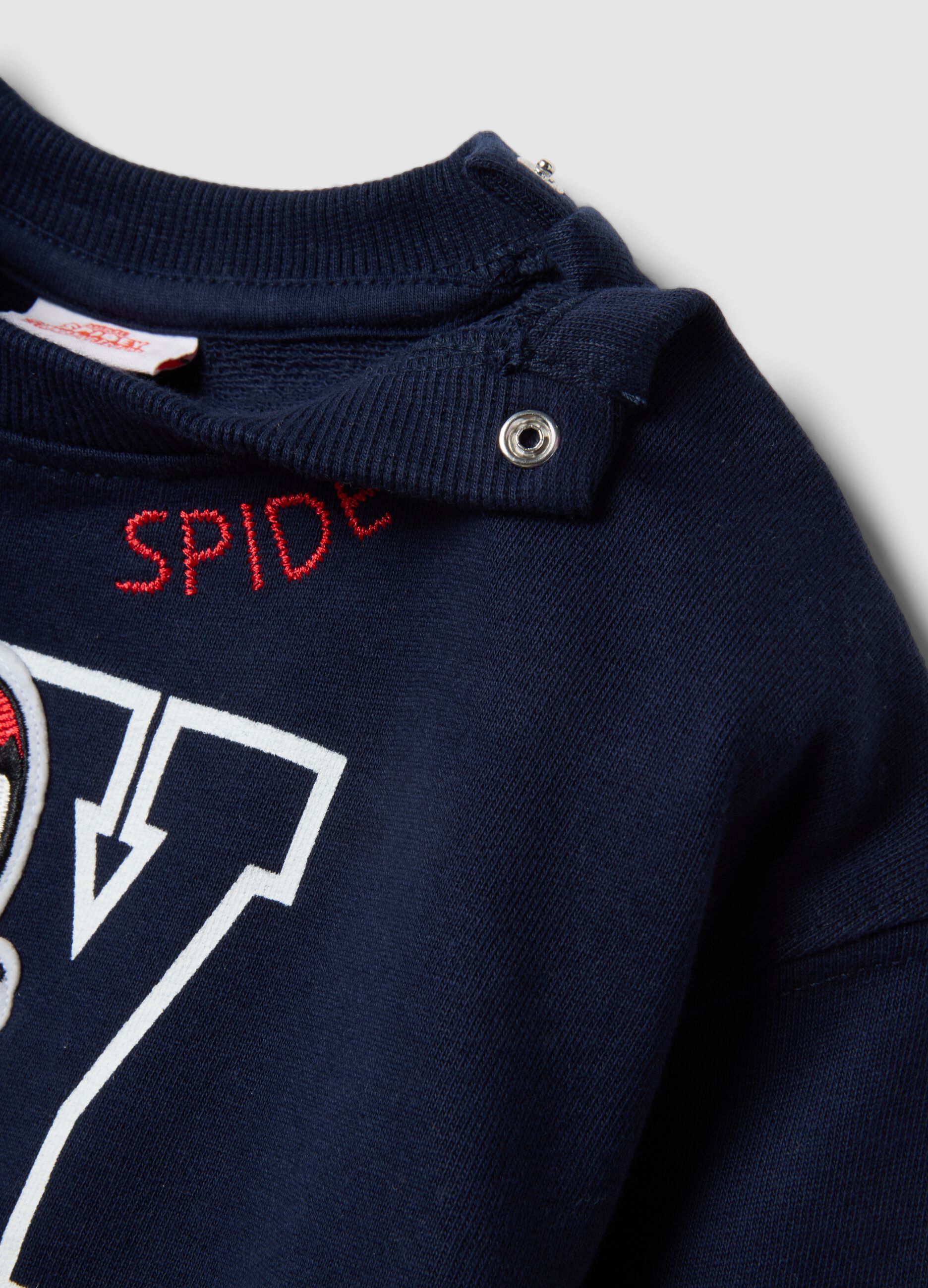 Blue oversized pure cotton jogging set with Spidey print for baby boy