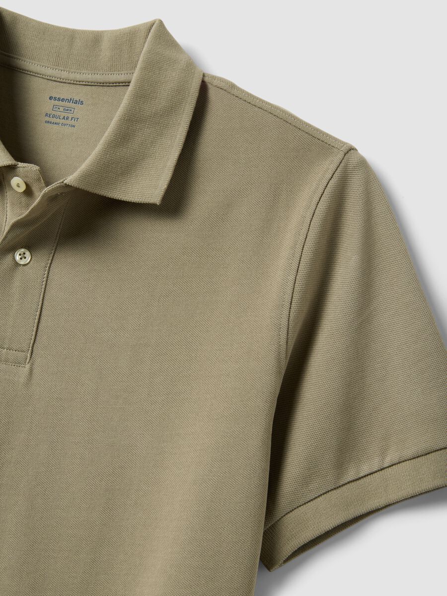 Polo beige in puro cotone organico a maniche corte regular fit_5
