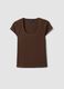 Brown stretch-fabric T-shirt_0