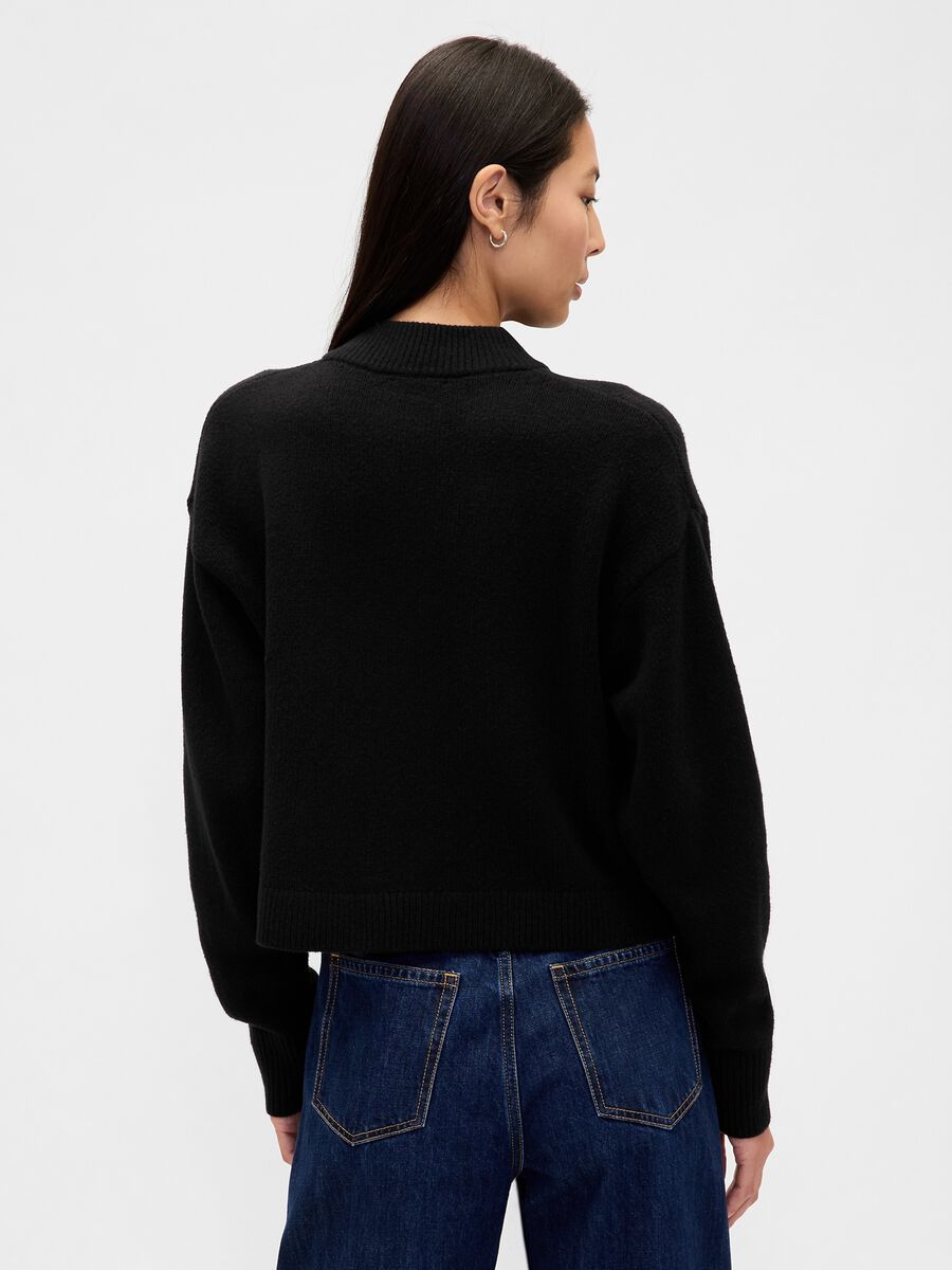 Cardigan nero in misto cotone e acrilico_1