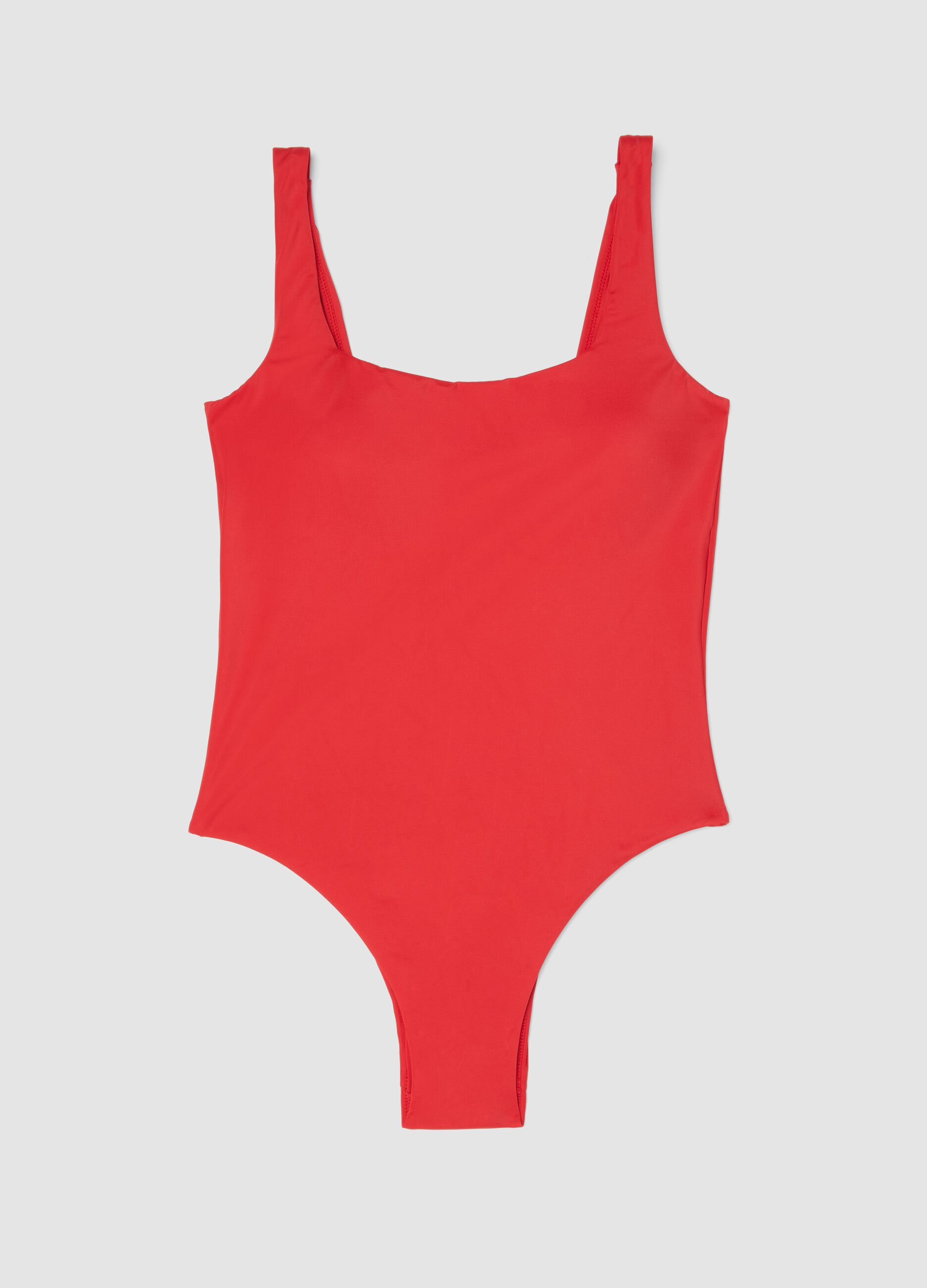Red one-piece swimsuit in stretch fabric
