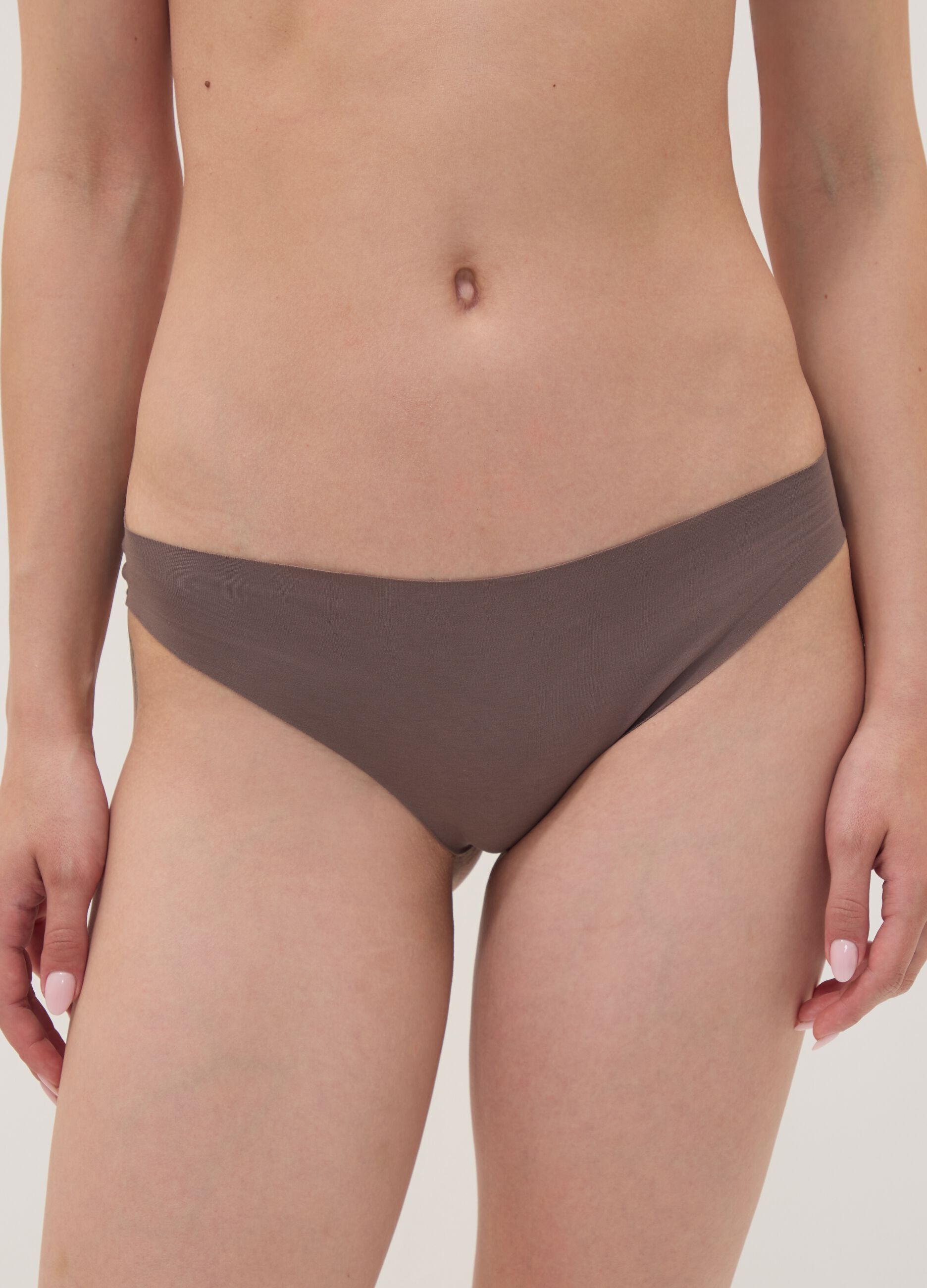 Slip marrone in cotone organico elasticizzato