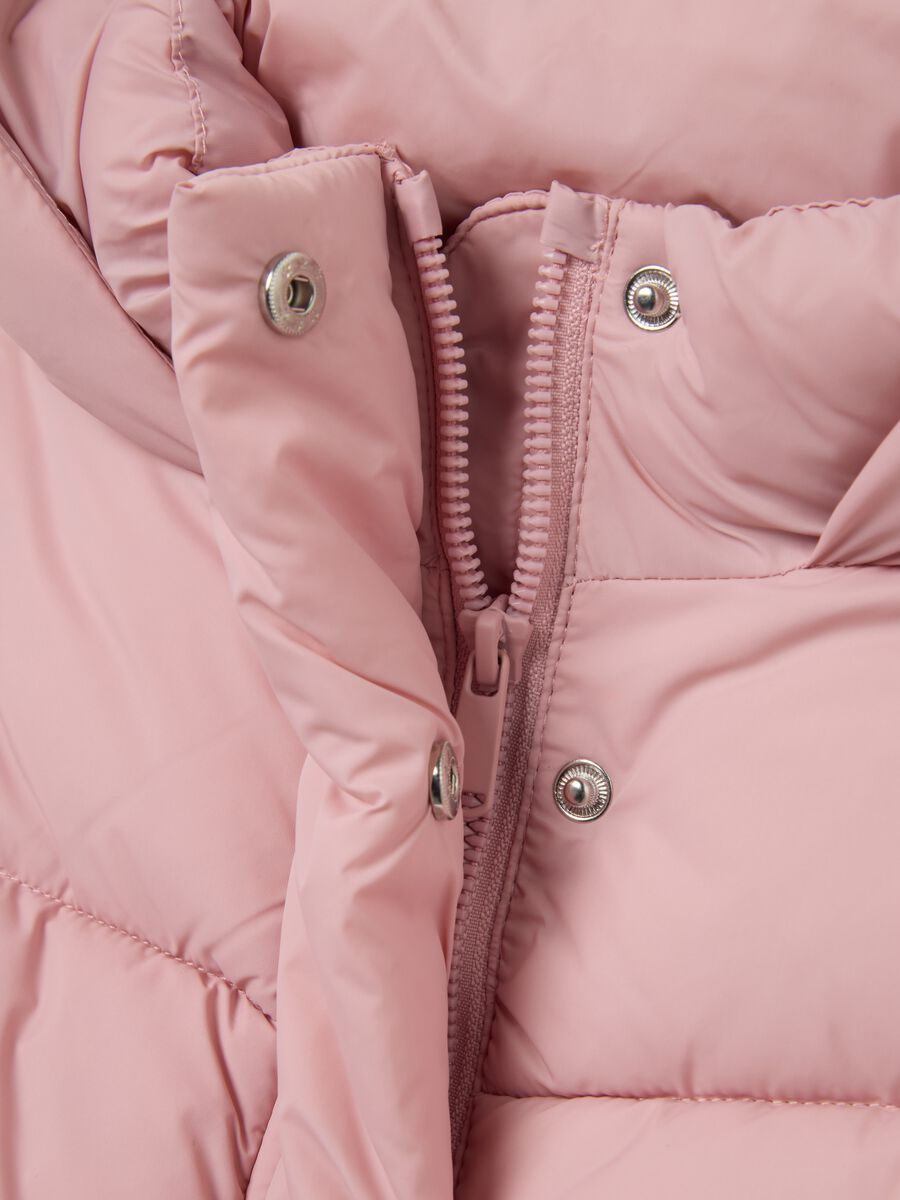 Piumino The Iconic Puffer rosa da bambina con cappuccio_4