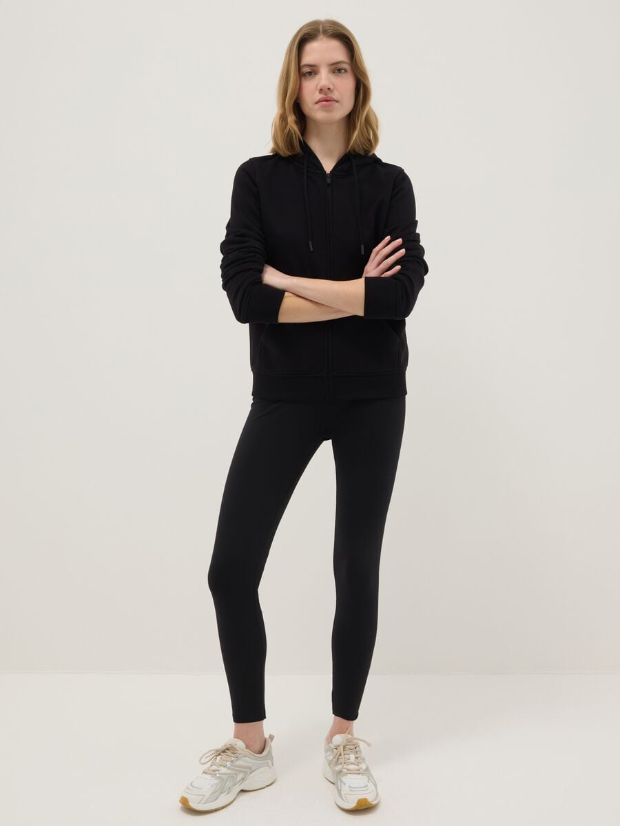 Slim fit black stretch cotton leggings_0