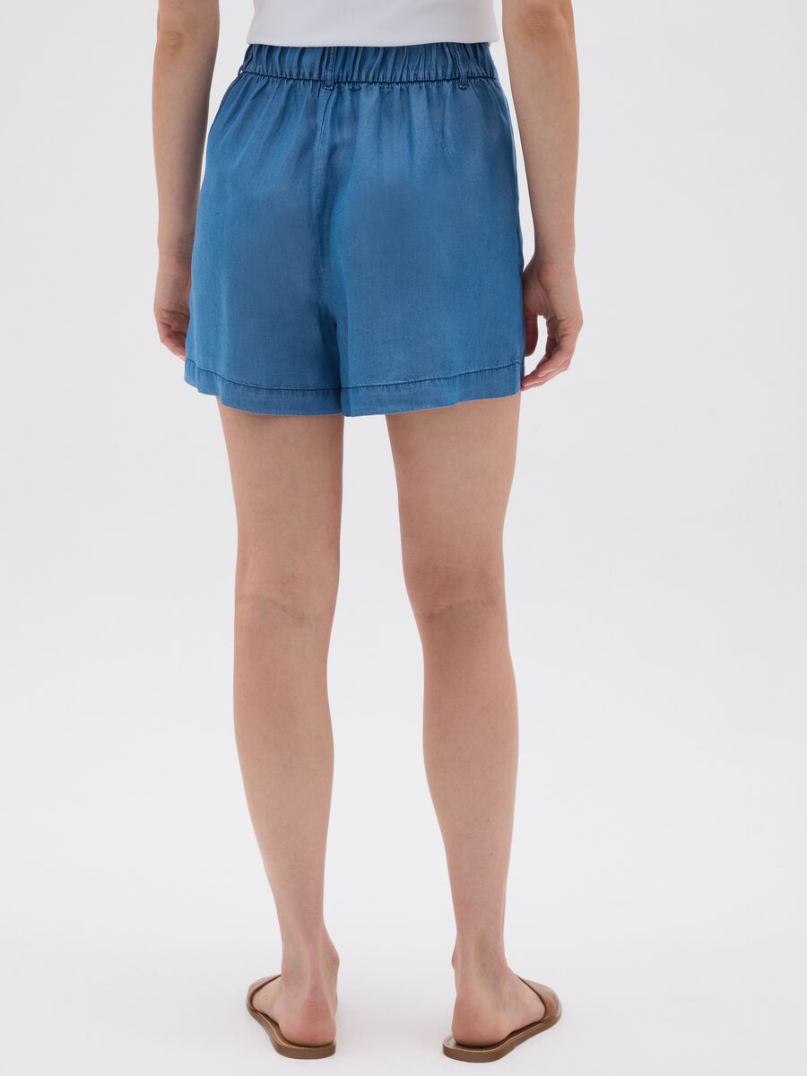 Women's sky blue lyocell shorts regular fit_2