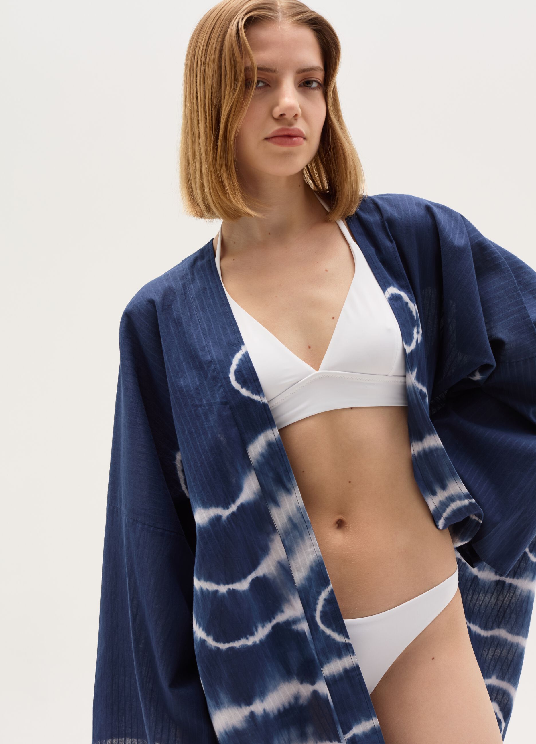 Tie-dye open beach cover-up kimono
