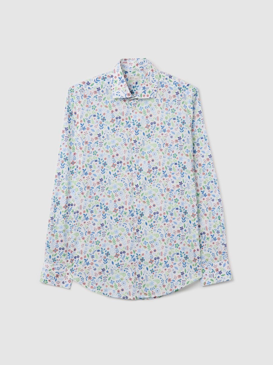 Camicia da uomo in puro cotone multicolor slim fit con fantasia floreale_4
