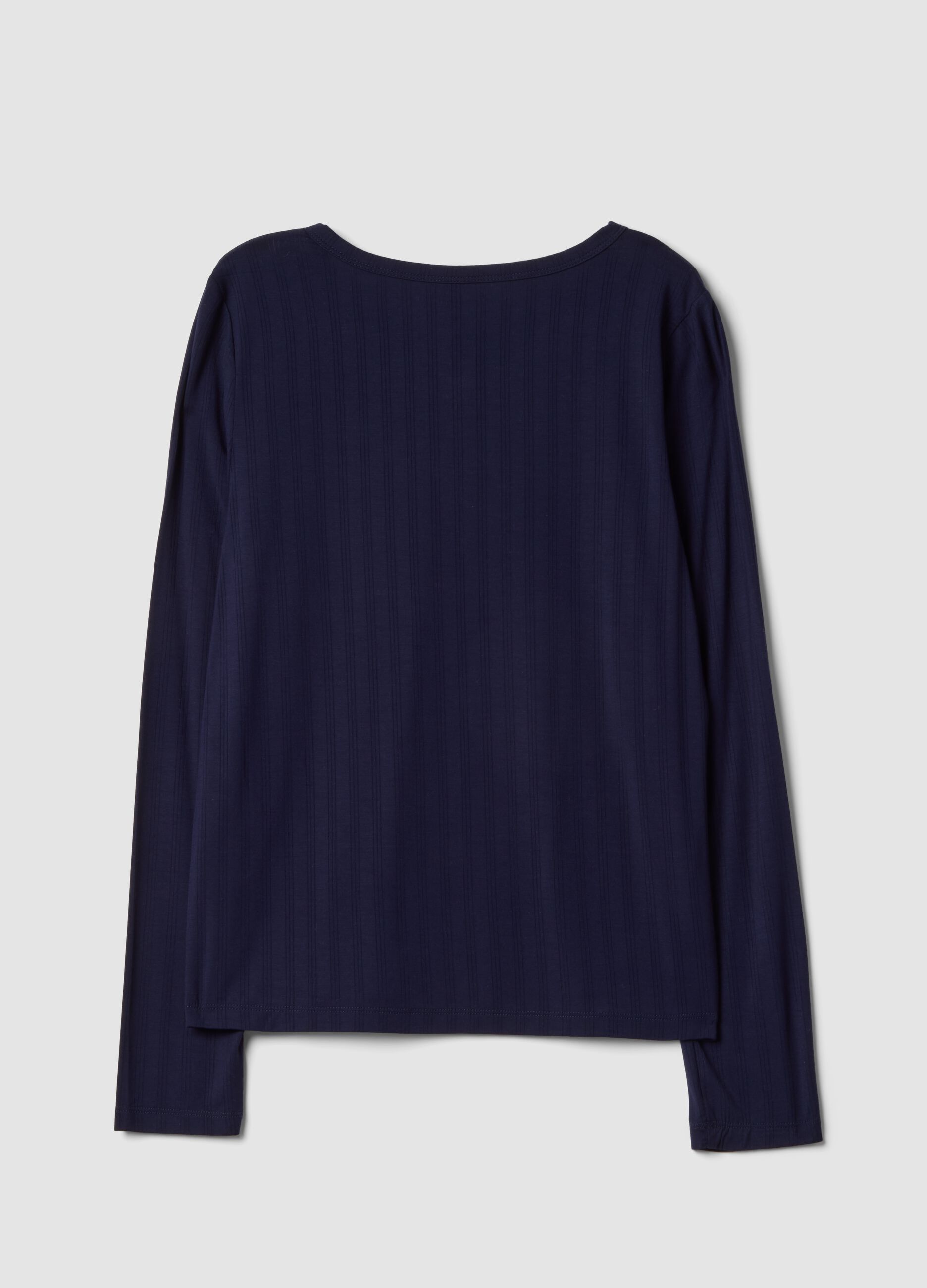 Blue ribbed stretch viscose pyjama top