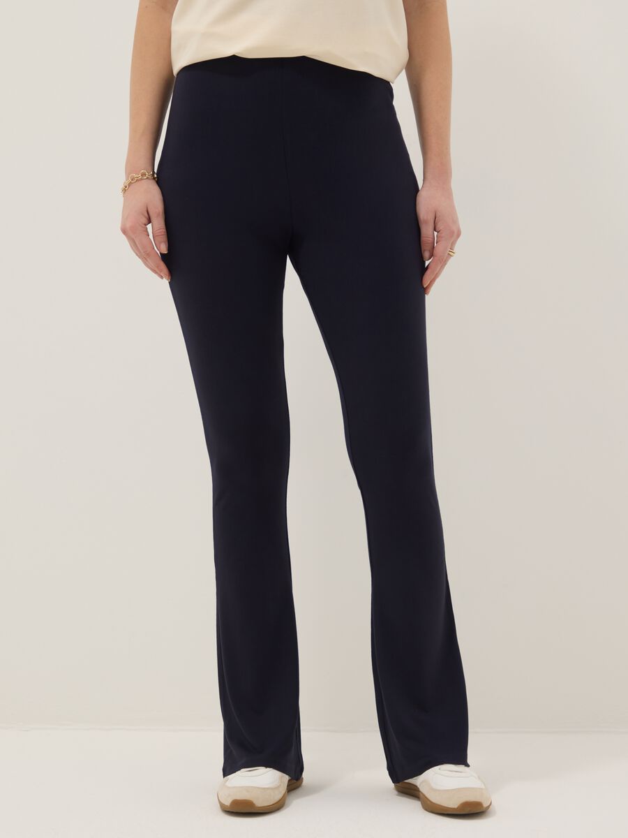Slim Fit Blue Stretch Viscose Maternity Leggings_1