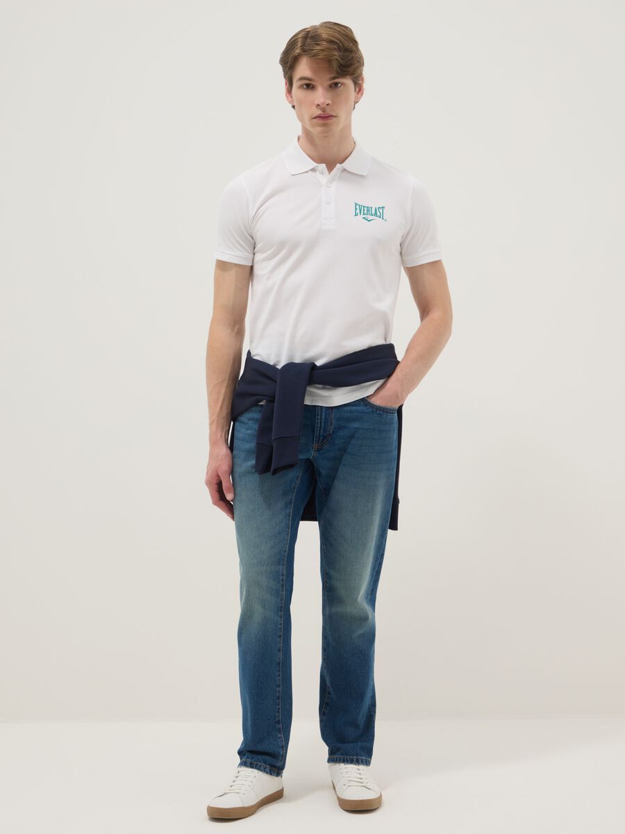 Short-sleeved pure cotton white polo shirt_3