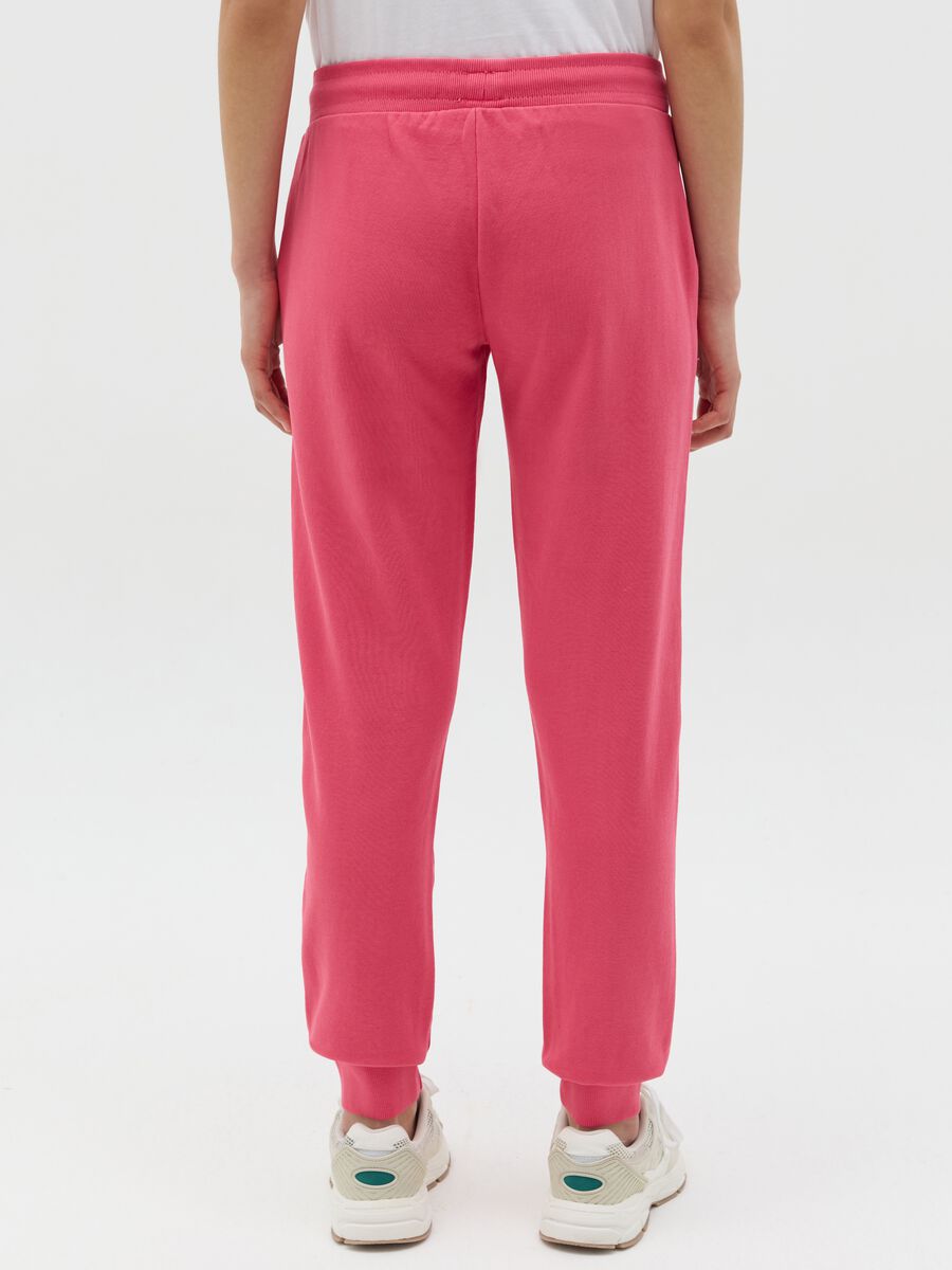 Fuchsia joggers with elasticated edging and logo print_3