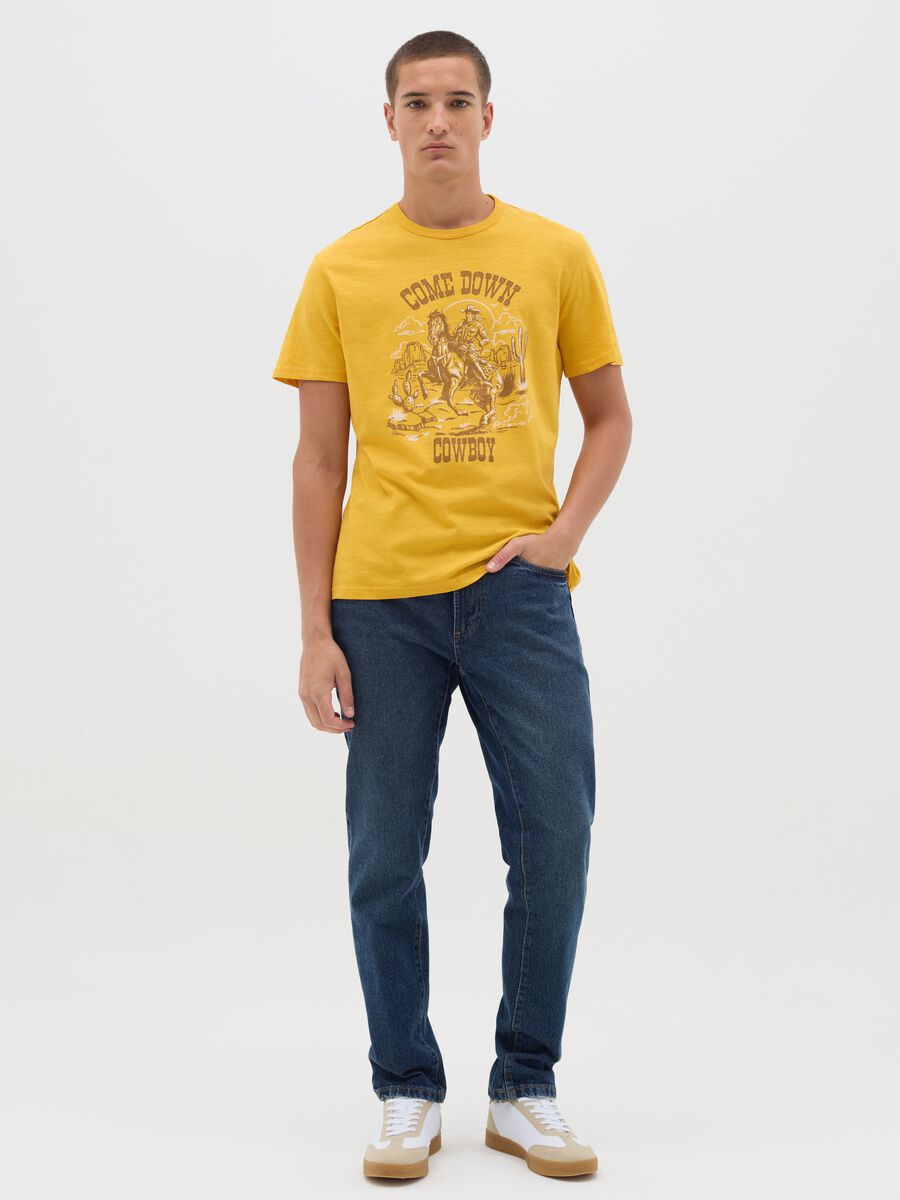 Yellow Cotton Short Sleeve T-shirt_1
