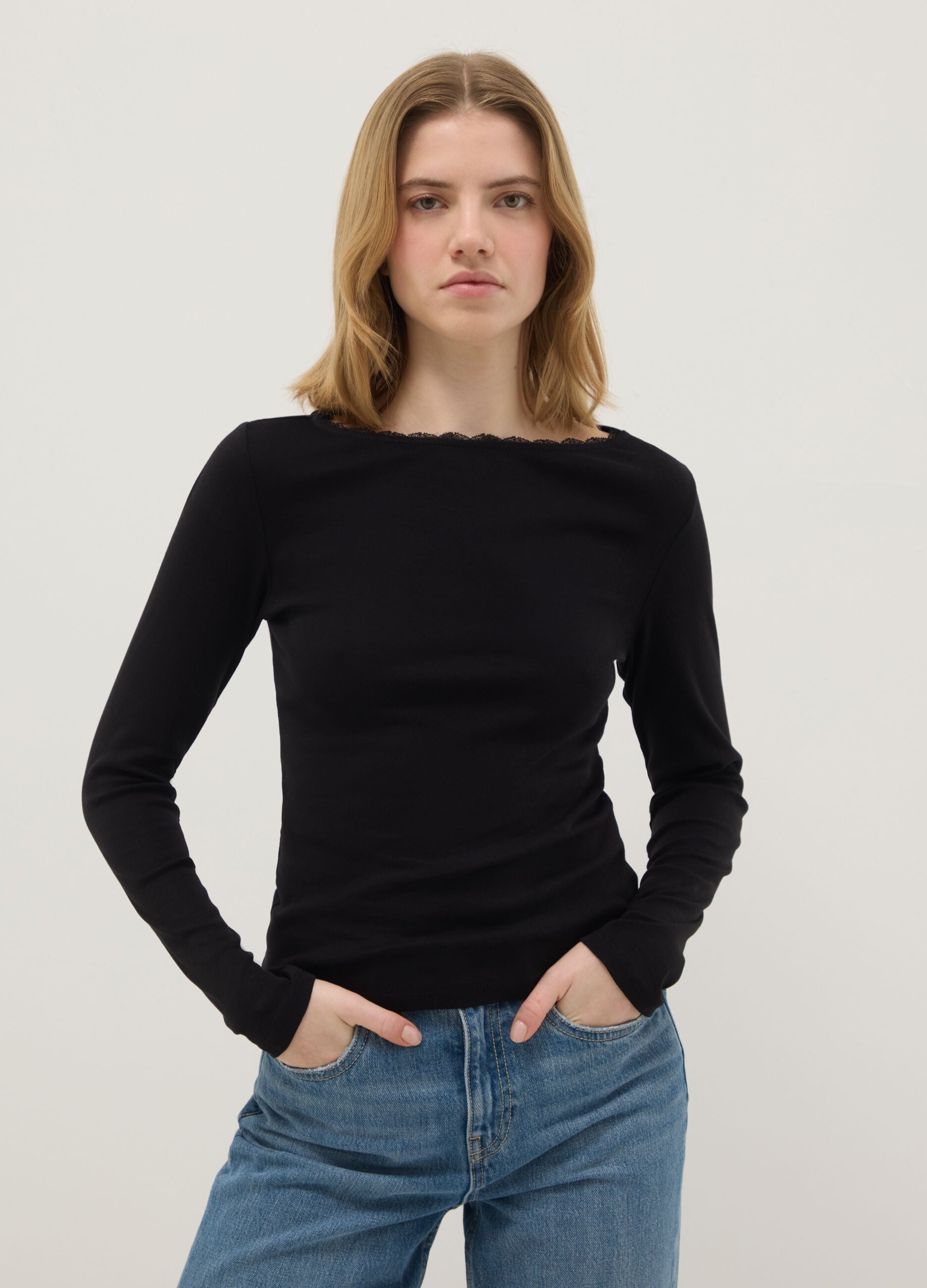 Black pure cotton regular fit T-shirt