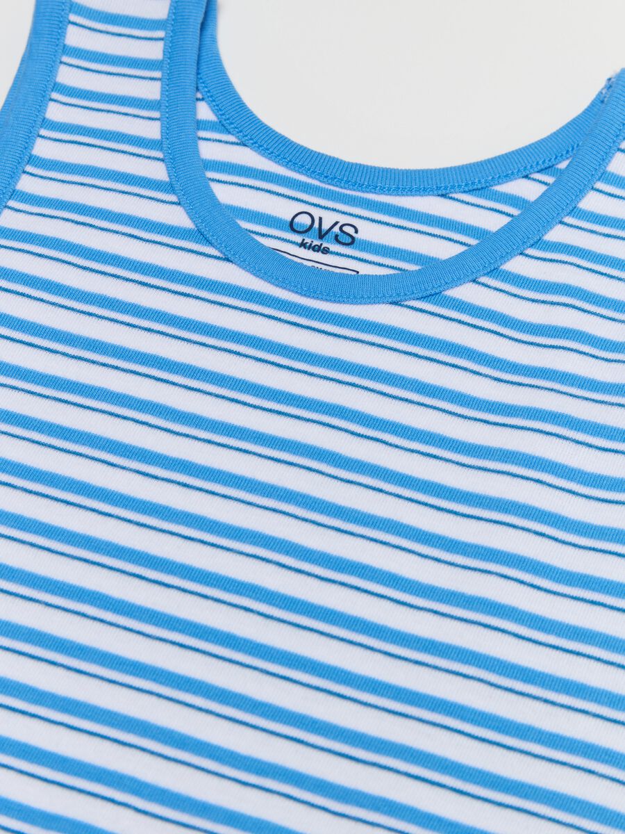 Two-pack racerback vests in striped organic cotton_2