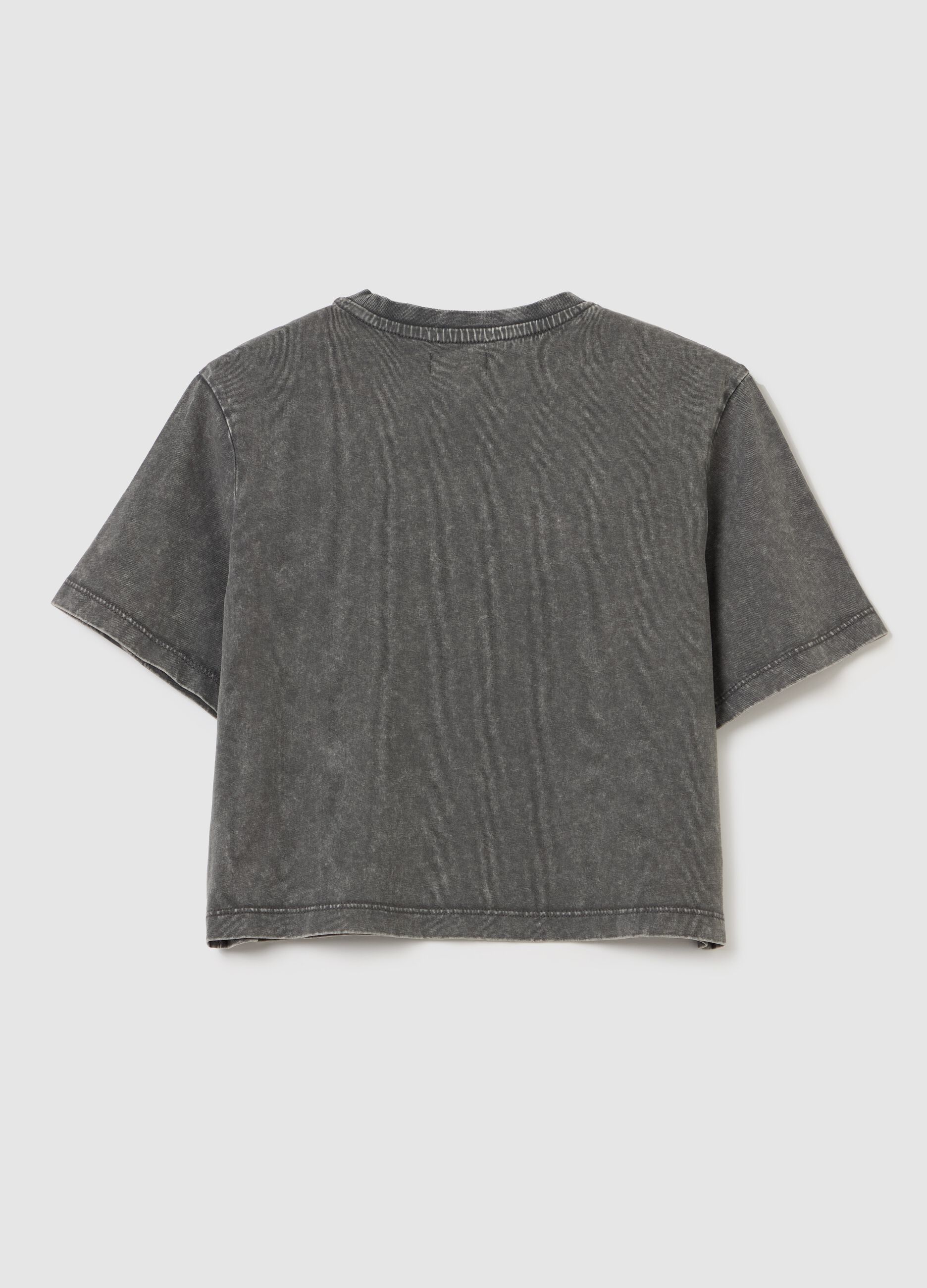 Crop T-shirt in cotton with "Don't Stop" print