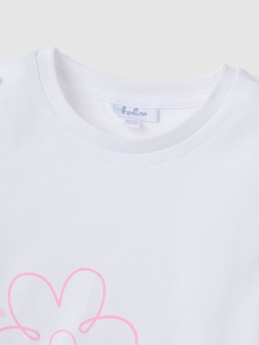 White pure cotton girl's T-shirt regular fit with print_2