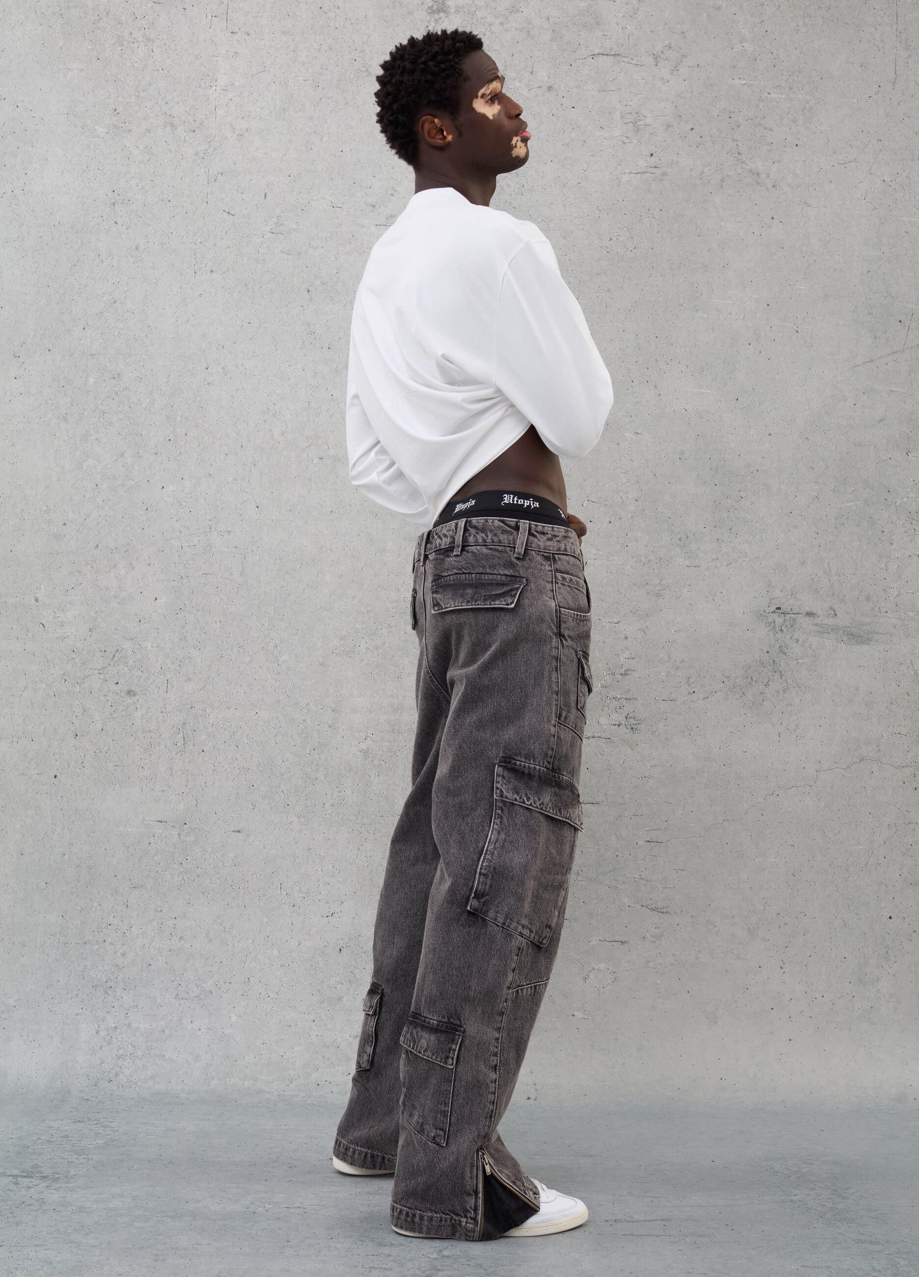 Denim Cargo Pants Vintage Grey