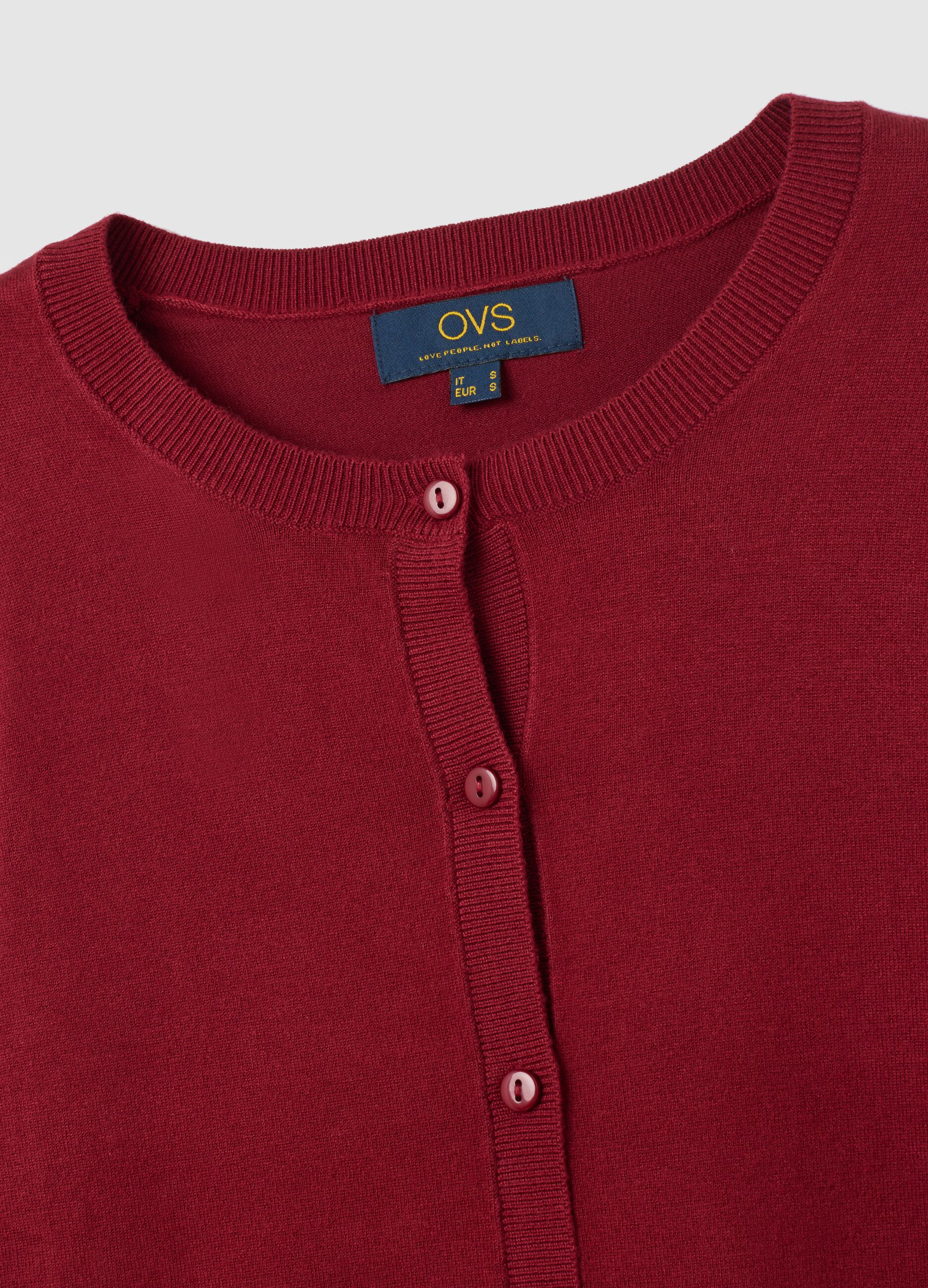 Red viscose blend cardigan regular fit