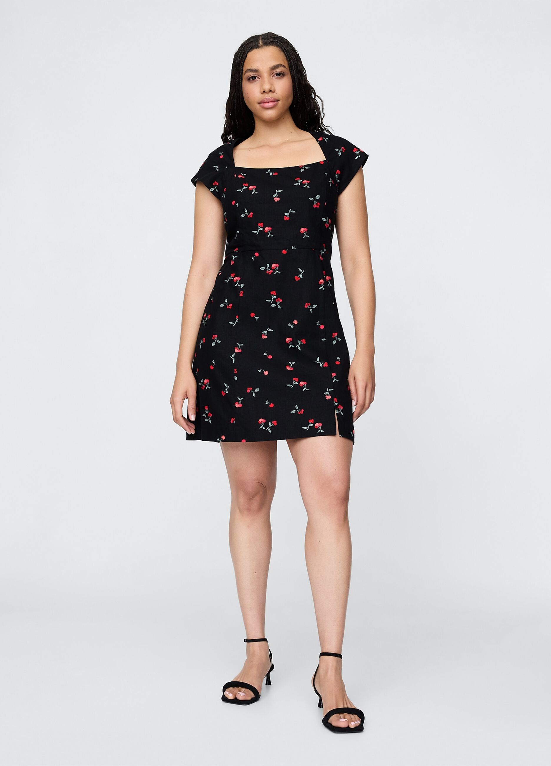 Black Floral Short Dress