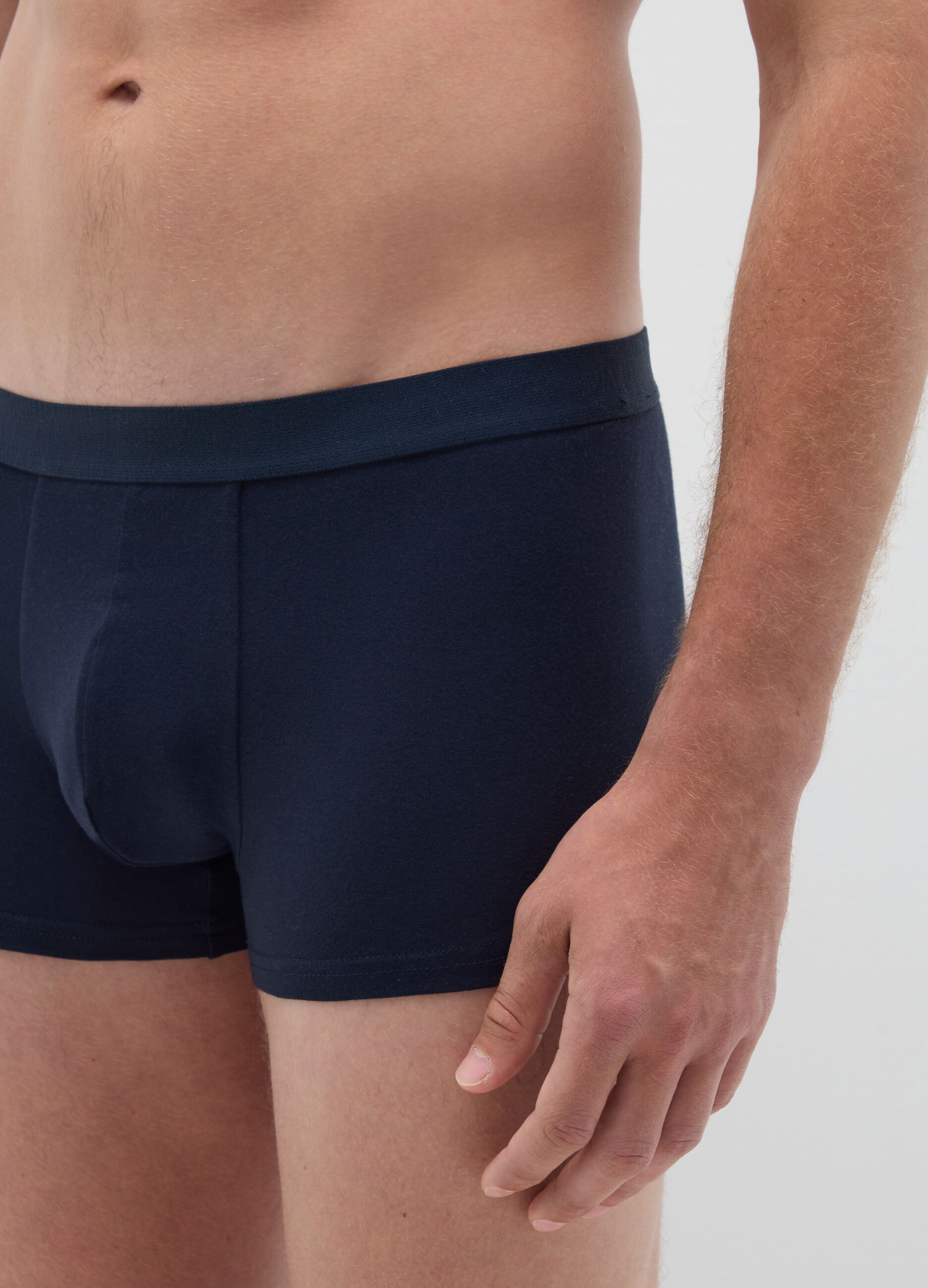 Set of three-pack cotton stretch blue regular fit boxers