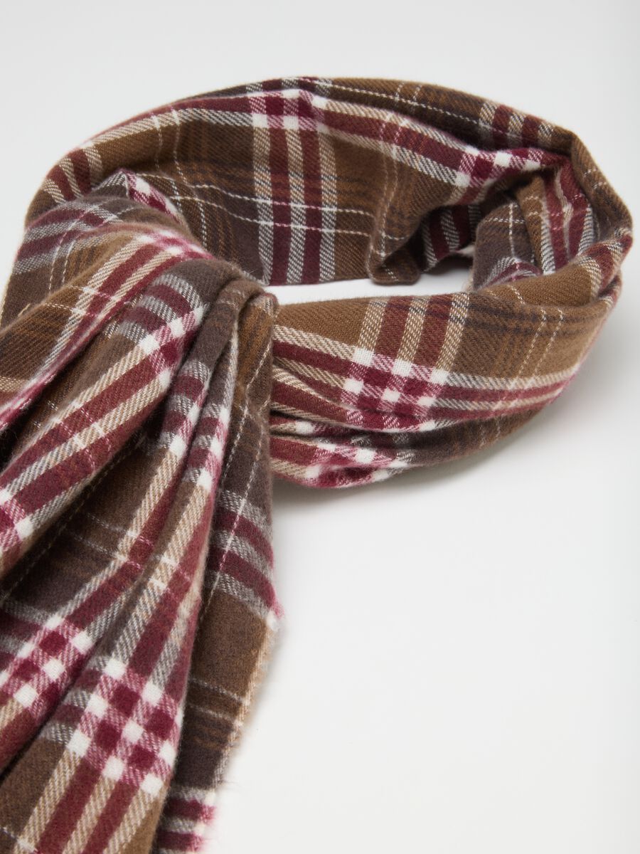 Multicolour checkered scarf with fringes_1