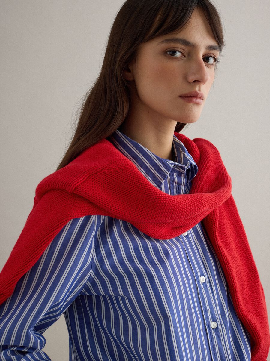 Multicoloured striped pure cotton shirt, regular fit_0