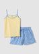 Yellow organic cotton pyjamas with thin-strap top_0