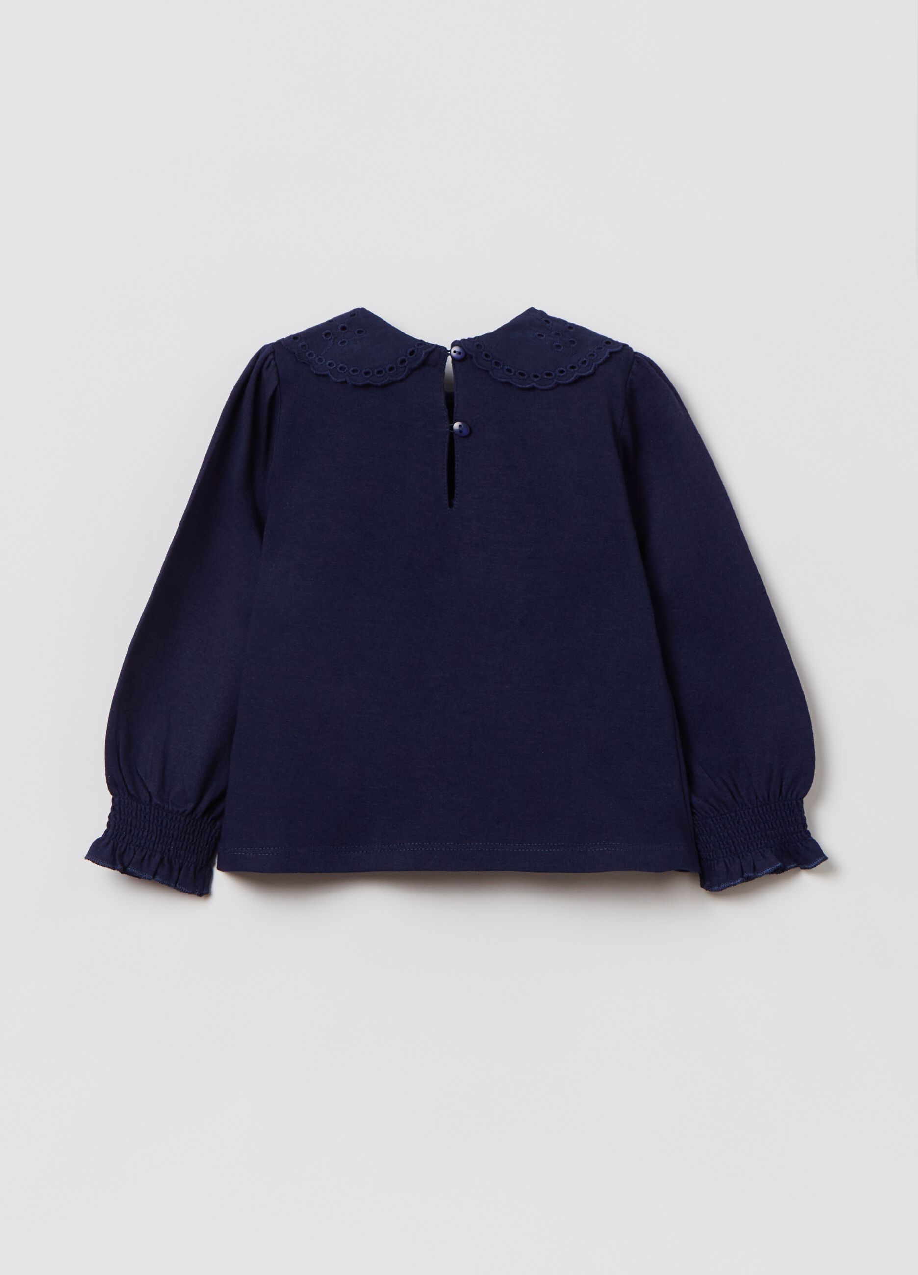 T-shirt con colletto in sangallo_1