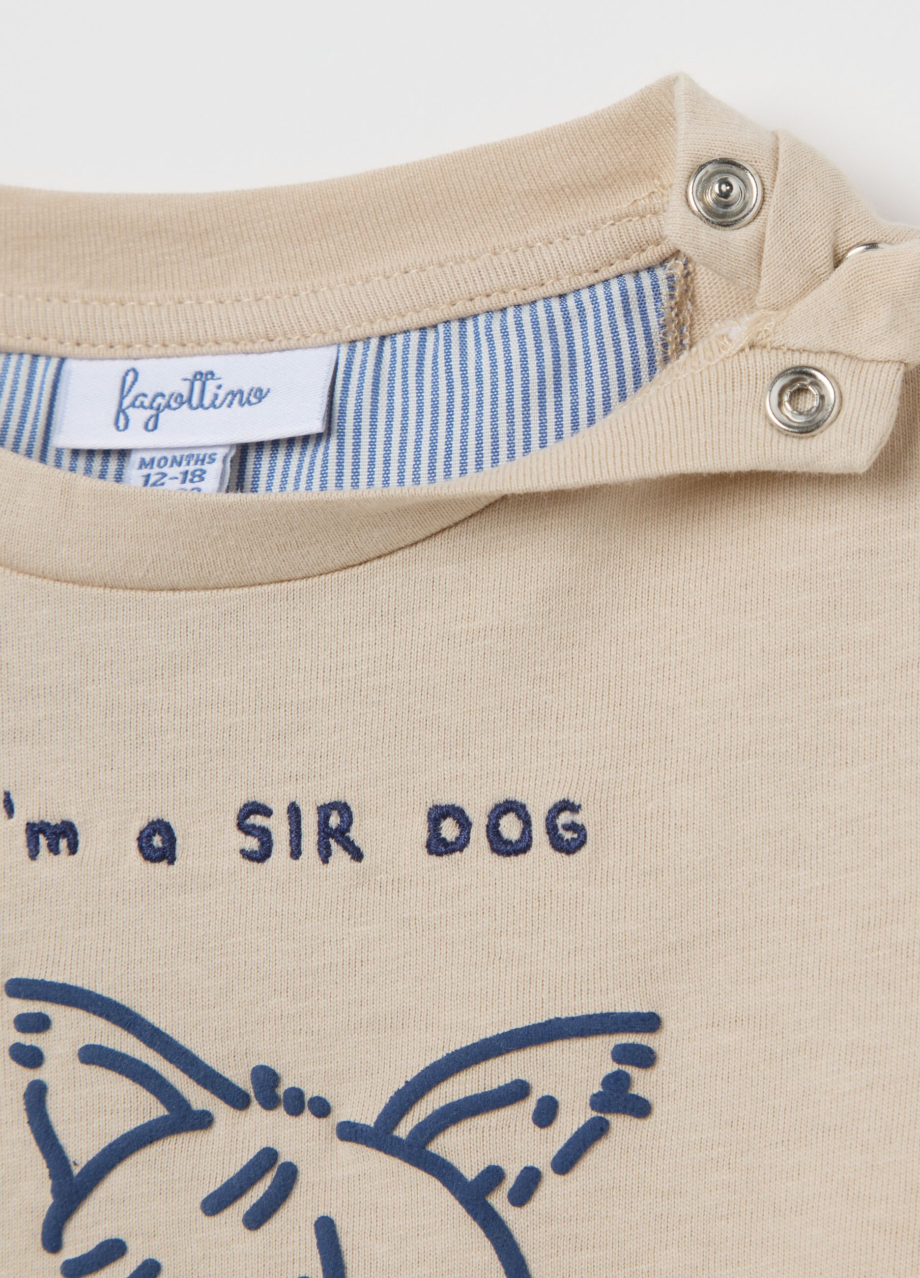 Cotton T-shirt with "I'm a SIR DOG" puppy print