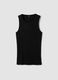 Black ribbed stretch-cotton fitted tank top_0