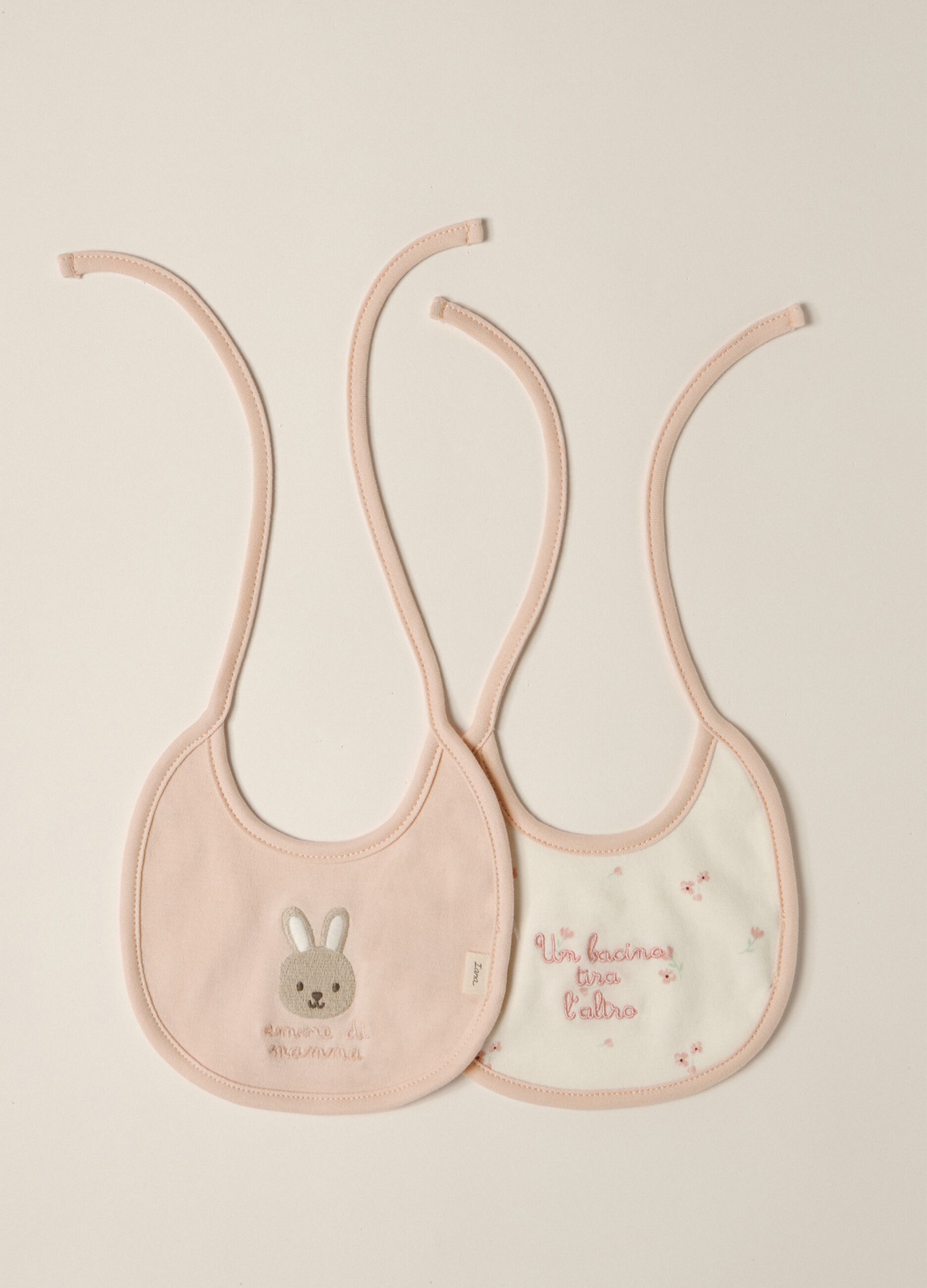 IANA newborn girl bibs in 100% cotton interlock