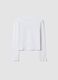 White organic cotton cropped T-shirt with ribbed neckline for girls_2