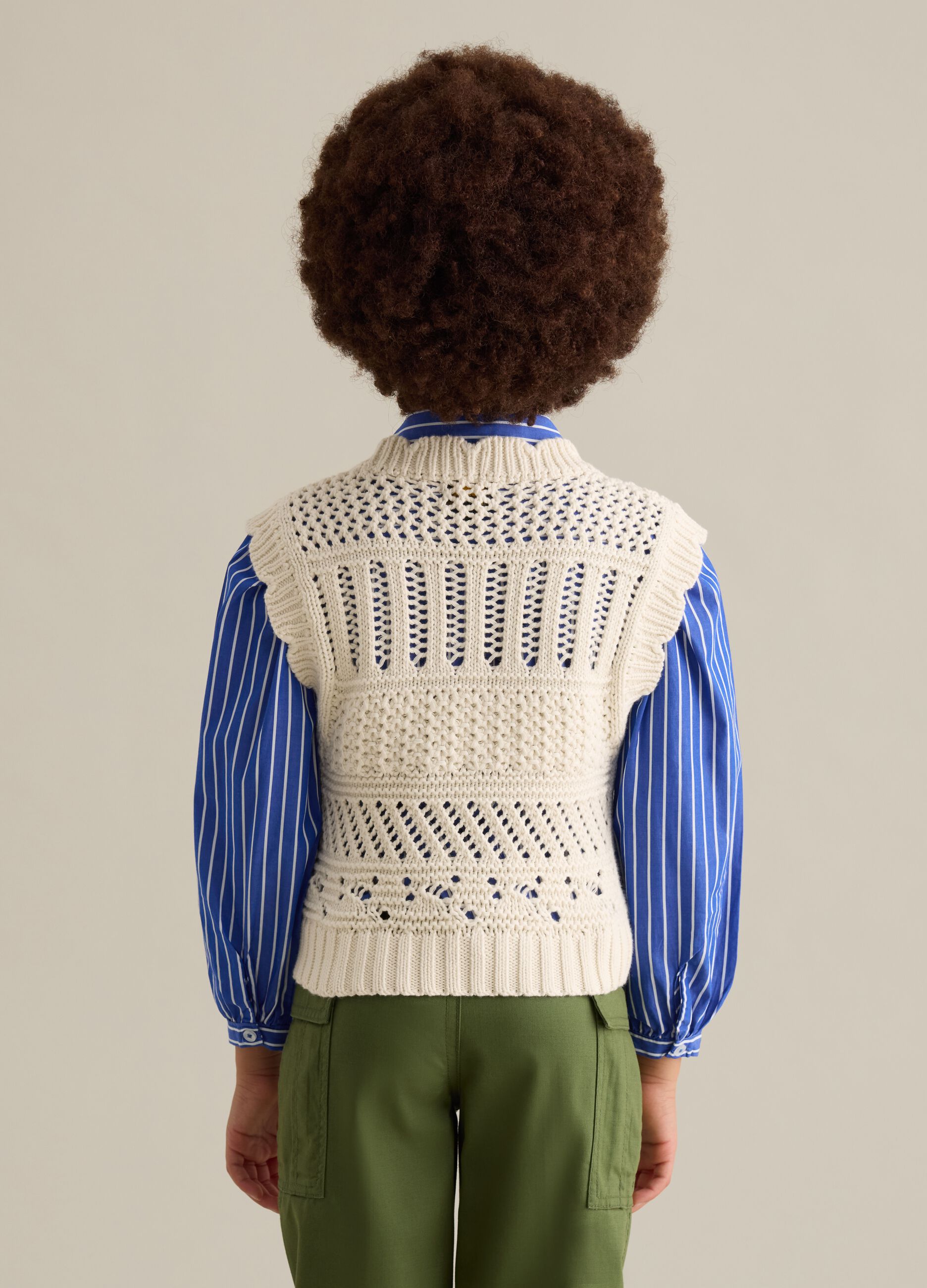 Gilet in cotone con lavorazione traforata