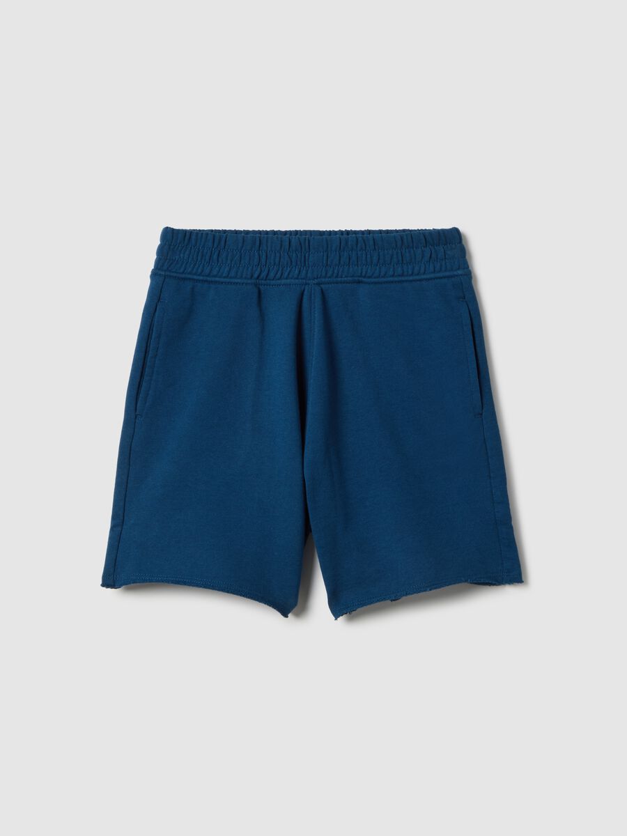 Children's regular fit blue pure cotton short jogger trousers_0