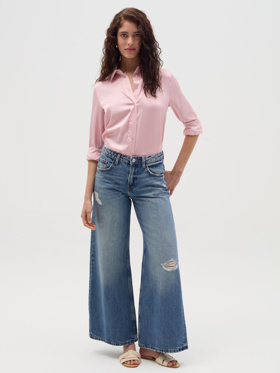 Satin shirt with side splits_1