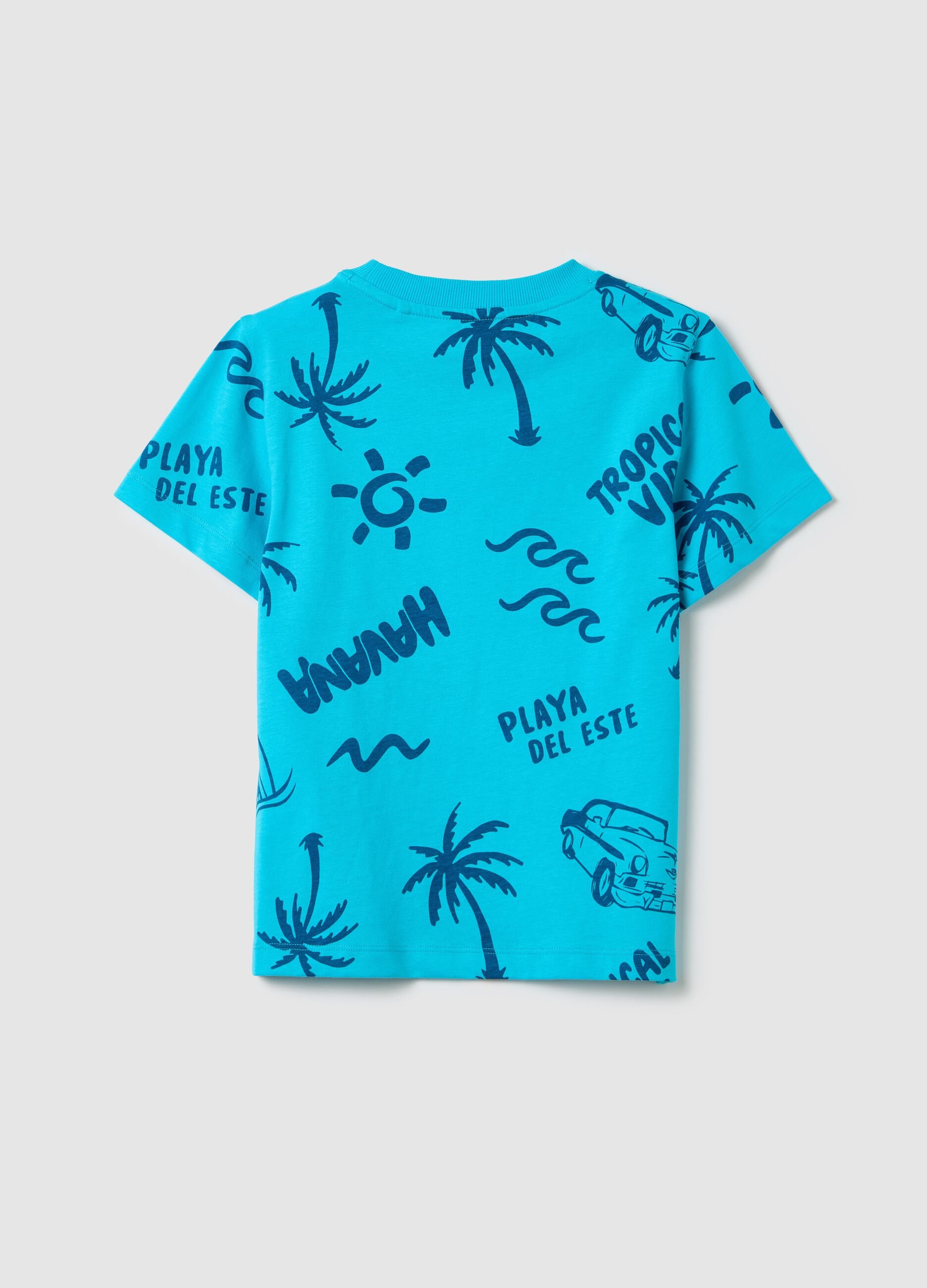 OVS Kids Blue T-shirt with Tropical Print