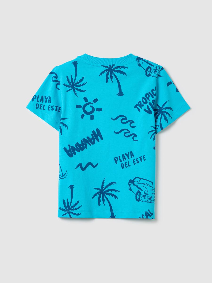 OVS Kids Blue T-shirt with Tropical Print_1