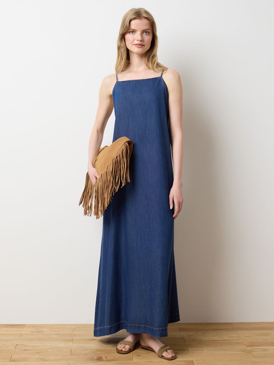 Women's Long Dress in Lyocell and Denim Cotton_0