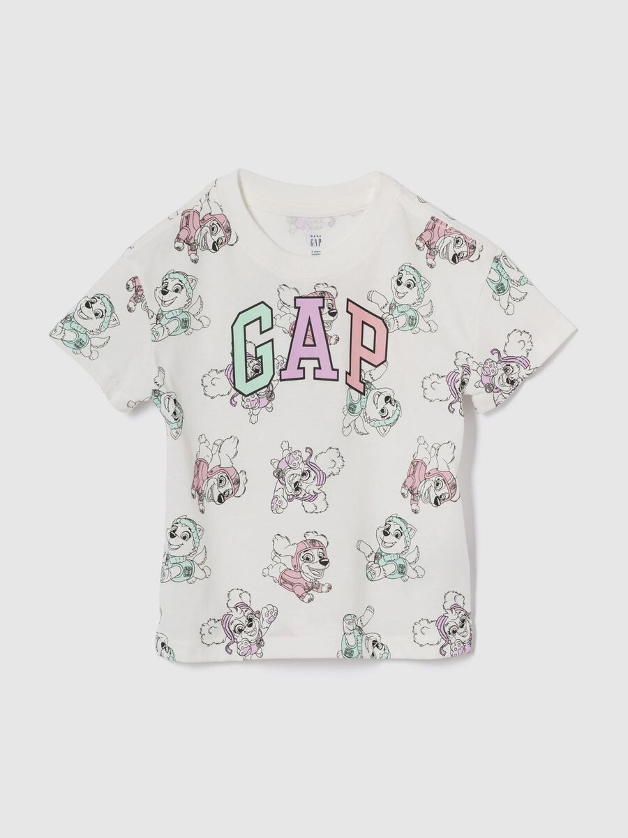 White cotton T-shirt with Paw Patrol print_0
