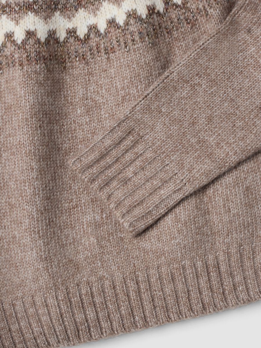 Beige jacquard crew-neck jumper, regular fit_1