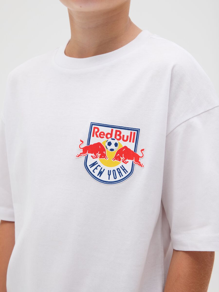 T-shirt da bambino in puro cotone bianca con logo Red Bull New York_2