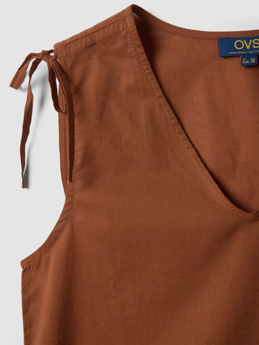 Blusa marrone in puro cotone con stampa floreale_5