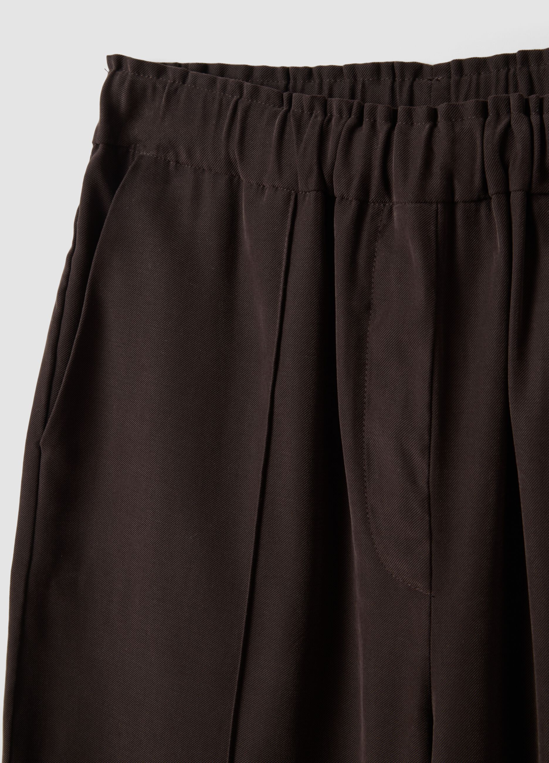 Brown viscose-blend wide-leg jogger trousers