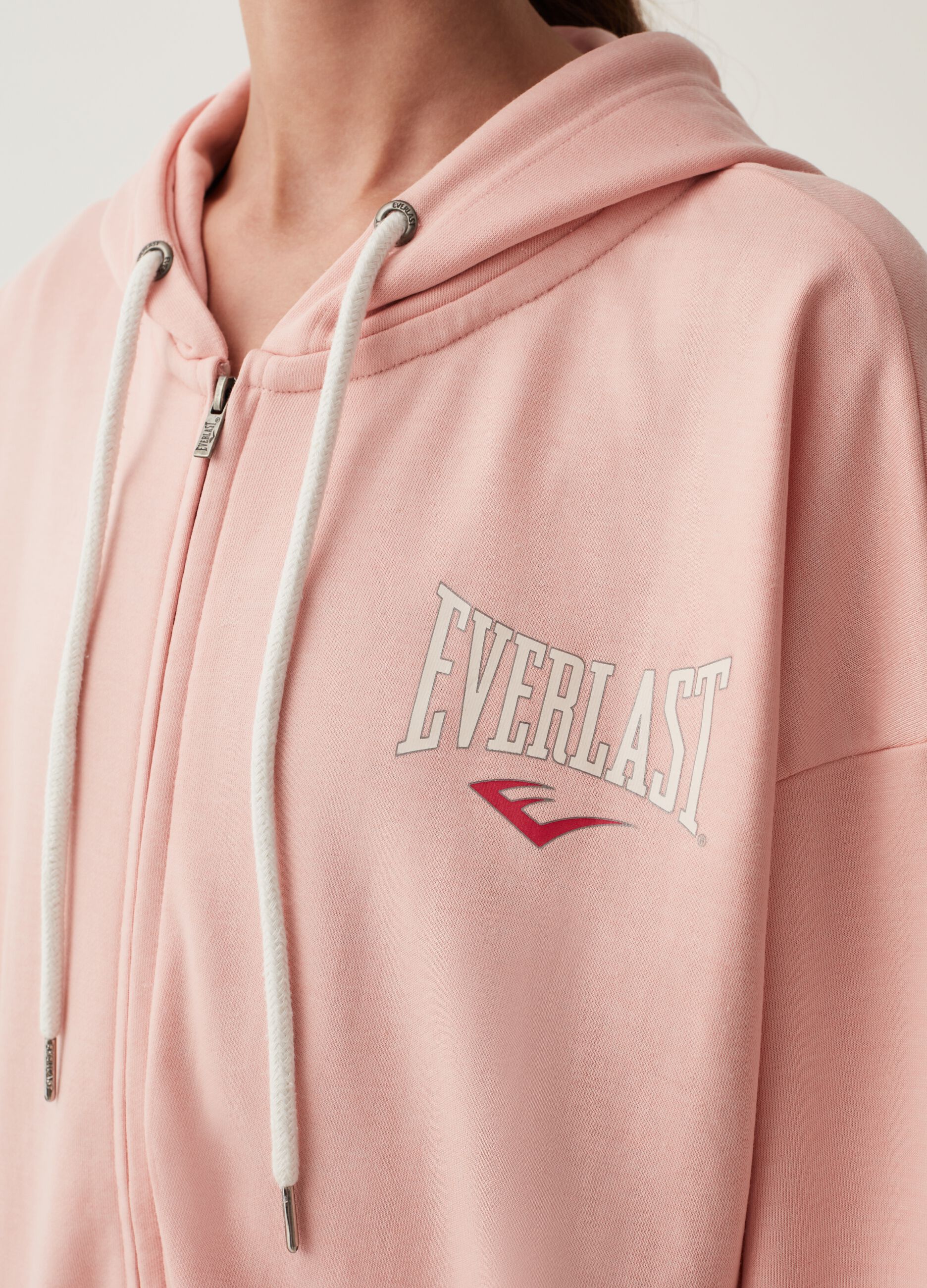 Oversized sweatshirt with hood and Everlast print