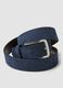 Cintura blu in vera pelle con fibbia in metallo_2