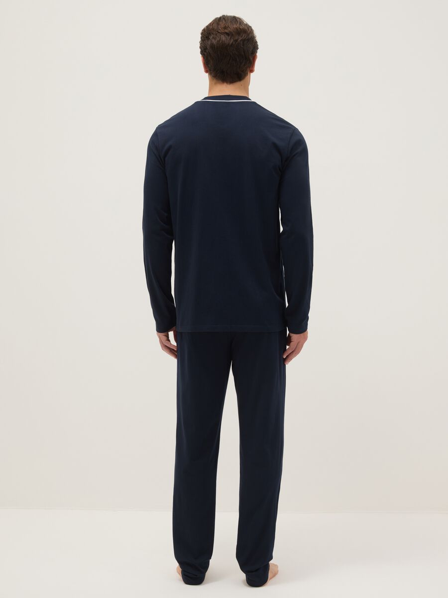 Pure cotton blue pyjamas, regular fit with contrast detailing_2