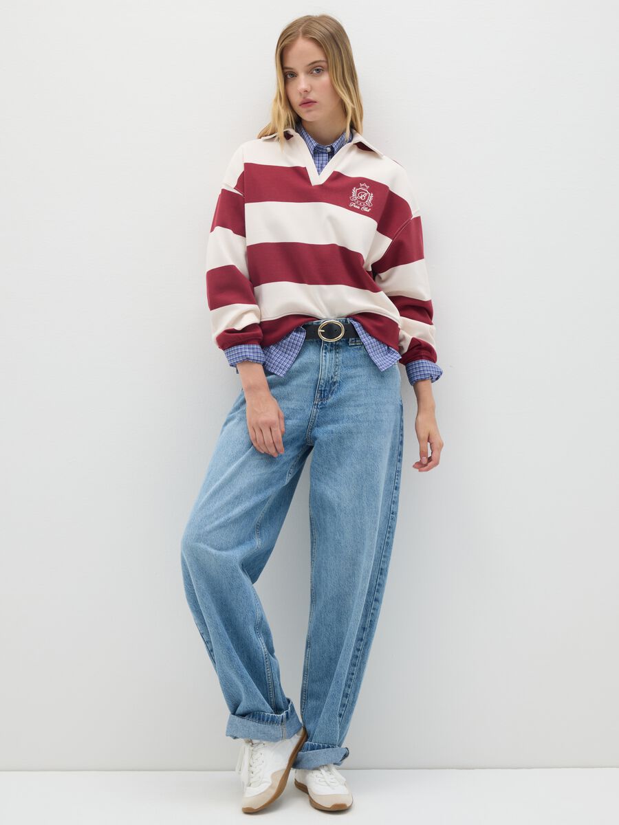 Regular fit striped cotton blend sweatshirt_1