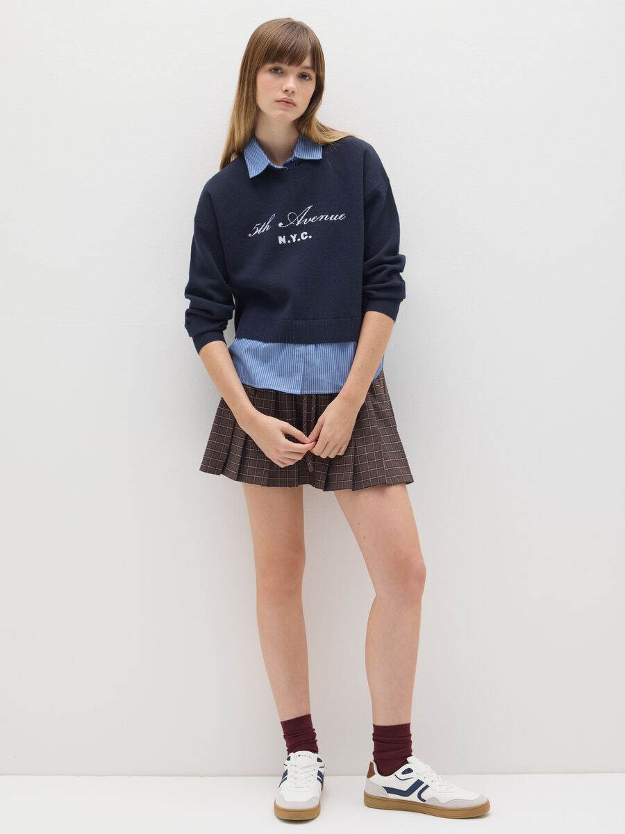 Elasticated Brown Check Skirt_0