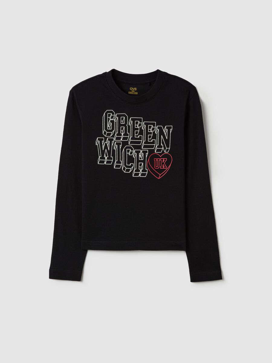 T-shirt maniche lunghe in cotone con stampa _3
